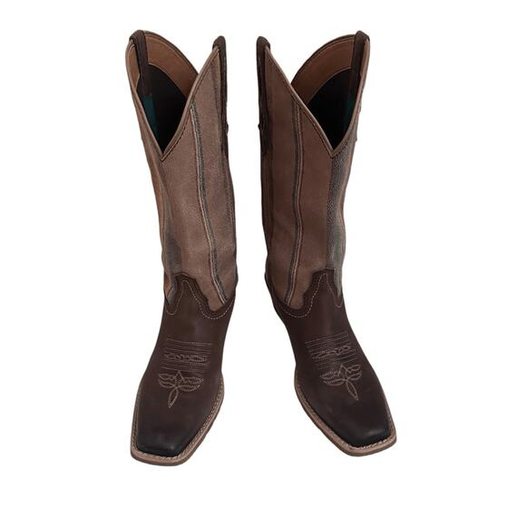 Justin Boots Women 10.5 Brown Siesta Moka Western Cowgirl Square Toe Boho Aztec - Picture 6 of 13